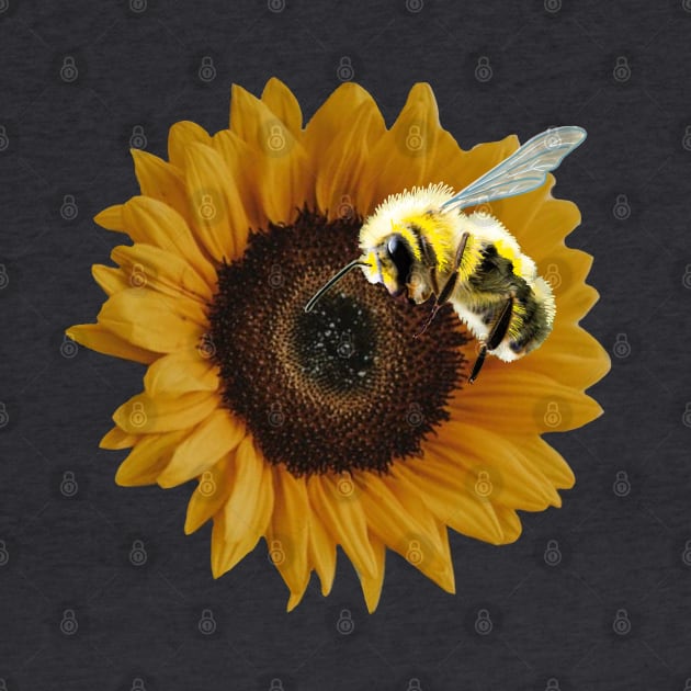 Save the Bees - realism sunflower and bee by Tenpmcreations